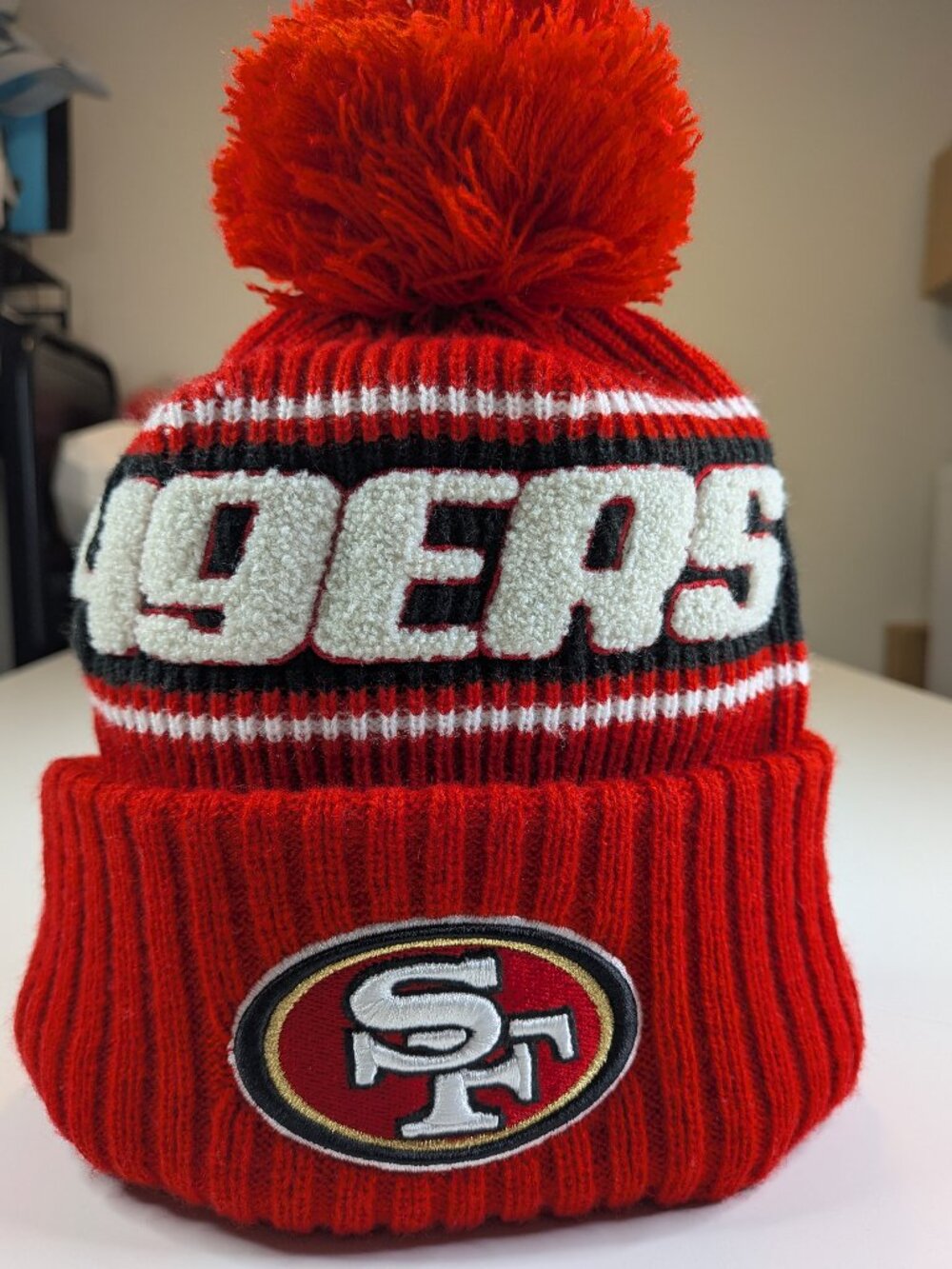 NFL San Francisco 49ers Youth Knit Beanie Pom Pom Red Winter Hat OSFM